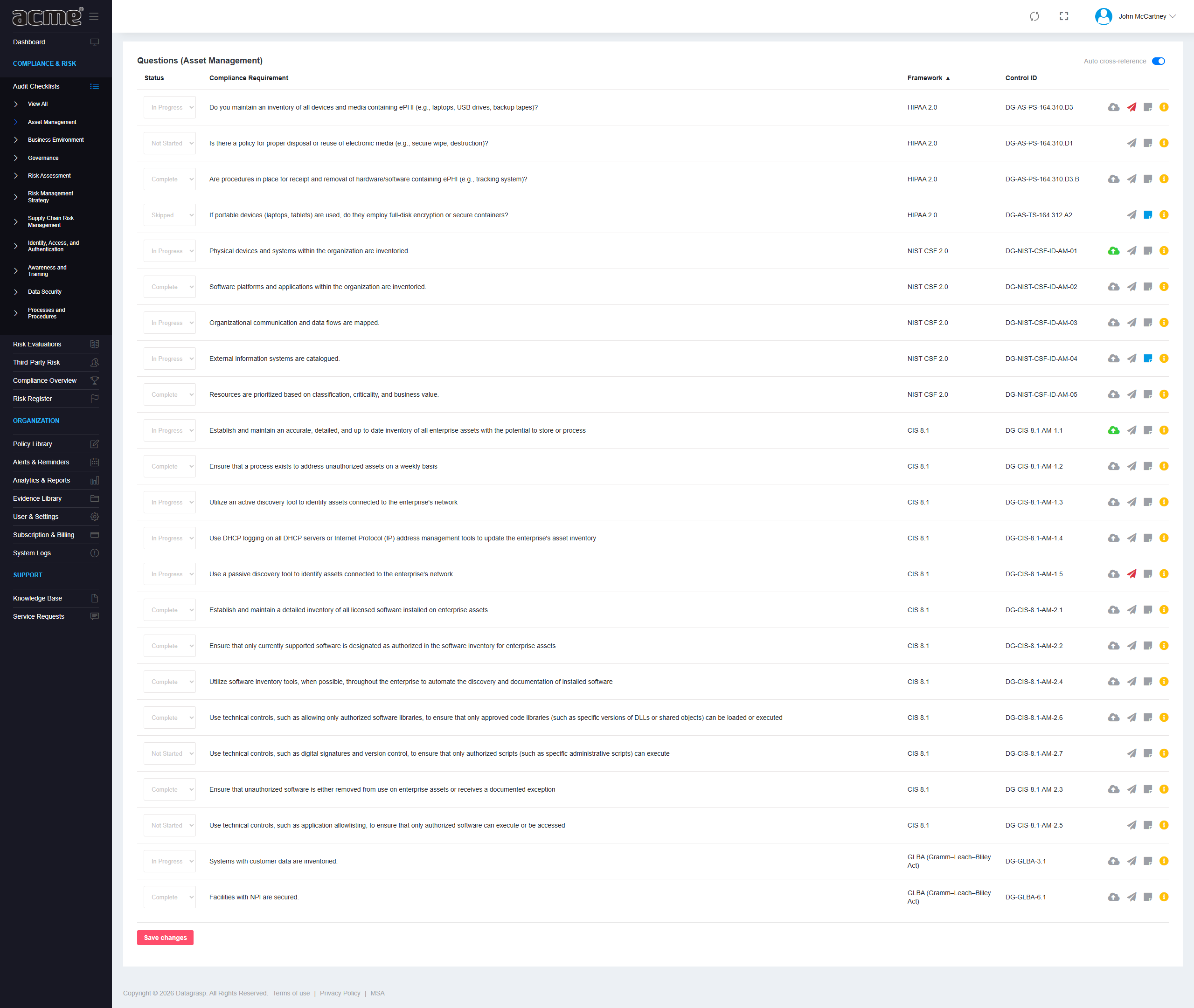 Datagrasp Audit Checklists